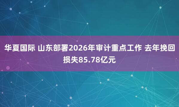 华夏国际 山东部署2026年审计重点工作 去年挽回损失85.78亿元